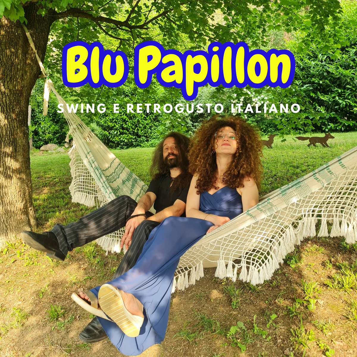Blu Papillon portrait with project lettering outdoors