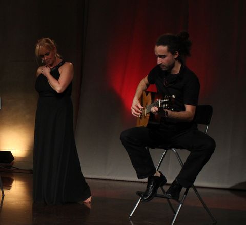 Singer and guitarist performing Our favourite Things