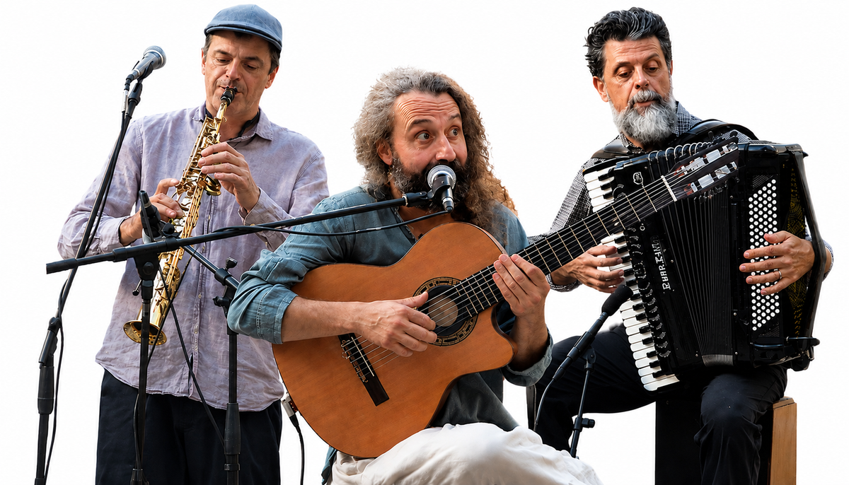 Balkalà trio with saxophone, guitar and accordion